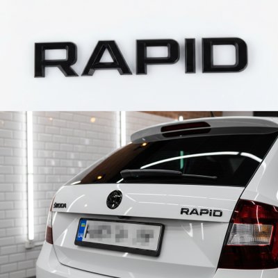 Шильдик емблема на багажник RAPID для SKODA, Рапід для Шкода чорний