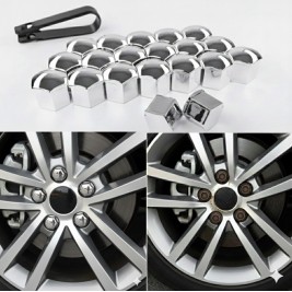 Ковпачки на колісні болти 21мм комплект 20 шт Хром Захисні накладки кришки болтів для литих дисків
