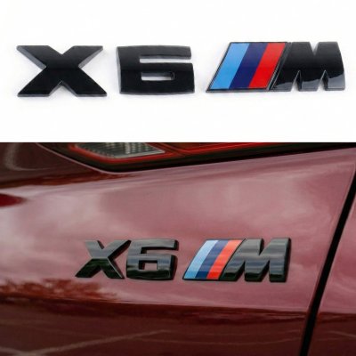 Металева емблема (логотип) X6M BMW (БМВ) шильдик на багажник Чорний 17 x 2.7см