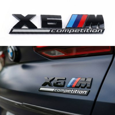 Металева емблема (логотип) X6M COMPETITION BMW (БМВ) шильдик на багажник Чорний 17 x 3.7см