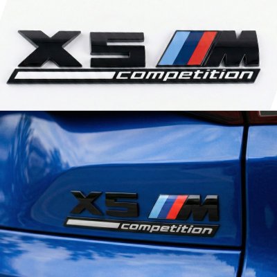 Металева емблема (логотип) X5M COMPETITION BMW (БМВ) шильдик на багажник Чорний 17 x 3.7см