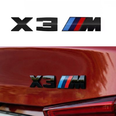 Металева емблема (логотип) X3M BMW (БМВ) шильдик на багажник Чорний 17 x 2.7см