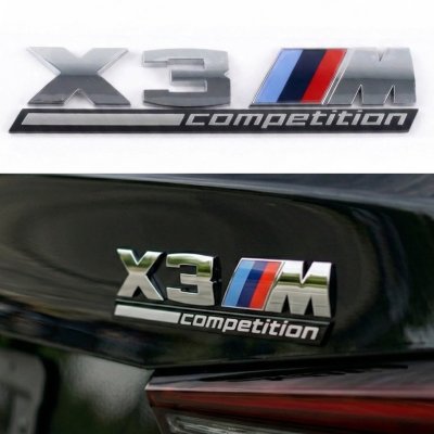 Металева емблема (логотип) X3M COMPETITION BMW (БМВ) шильдик на багажник Хром 17 x 3.7см)