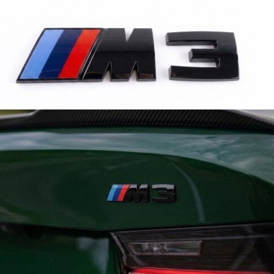 Металева емблема (логотип) M 3 BMW (БМВ) шильдик на багажник Чорний 8.9 x 2.9см