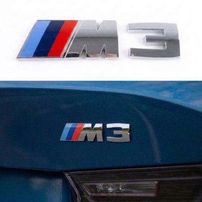 Metal emblem (logo) M 3 BMW (BMW) nameplate on the trunk Chrome 8.9 x 2.9 cm