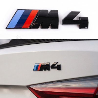 Metal emblem (logo) M 4 BMW (BMW) nameplate on the trunk Black 8.9 x 2.9 cm