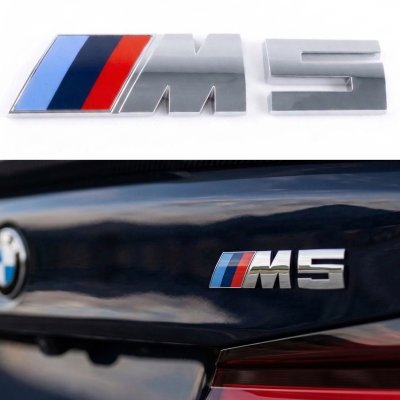 Metal emblem (logo) M 5 BMW (BMW) nameplate on the trunk Chrome 8.9 x 2.9 cm