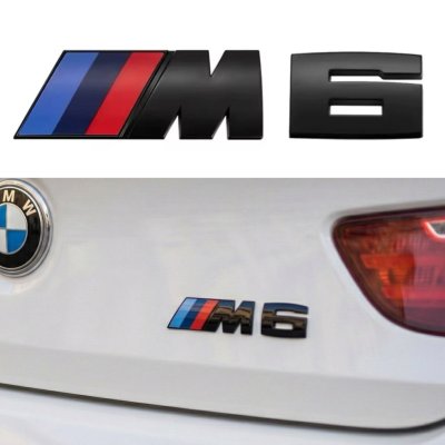 Metal emblem (logo) M 6 BMW (BMW) nameplate on the trunk Black 8.9 x 2.9 cm