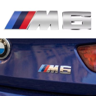 Metal emblem (logo) M 6 BMW (BMW) nameplate on the trunk Chrome 8.9 x 2.9 cm