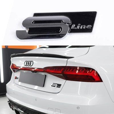 Емблема, значок, наклейка AUDI S-line Ауді Хром чорний