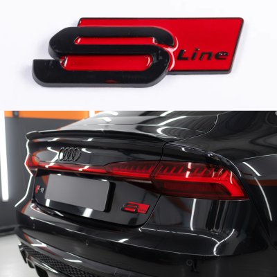 Емблема, значок, наклейка AUDI S-line Ауді чорно червона
