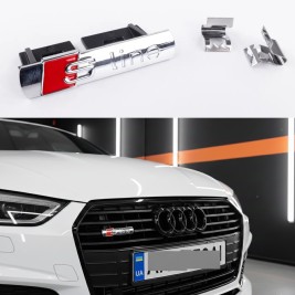 Шильдик значок S line в решітку радіатора Audi S line хром, A3, A4, A5, A6, A7, A8, Q3, Q5, Q7, с лайн