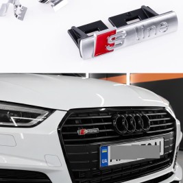 Емблема значок S line в решітку радіатора Audi Ауді Сірий мат, шильдик с лайн 7.2 х 1.6 см