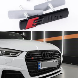 Емблема значок S line в решітку радіатора Audi Ауді Чорний, шильдик с лайн 9.0 х 1.8 см