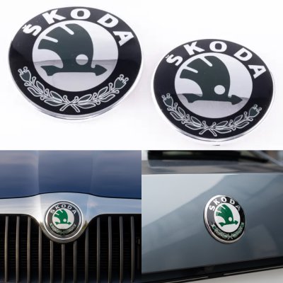 Емблеми значки на капот, багажник Skoda Шкода 79мм. Комплект (набір 2шт)