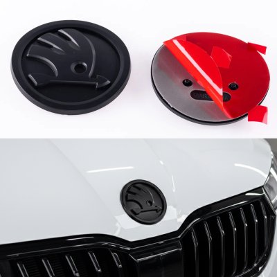 Емблема значок на капот, багажник Skoda Шкода 90мм чорний мат 32D853621A