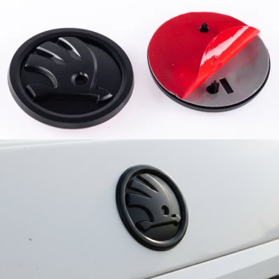 Емблема значок на капот, багажник Skoda Шкода 80мм чорний мат 5JD853621A