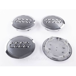 Caps plugs for alloy wheels Audi Audi 69 mm Gray with chrome rim 4B0601170A set