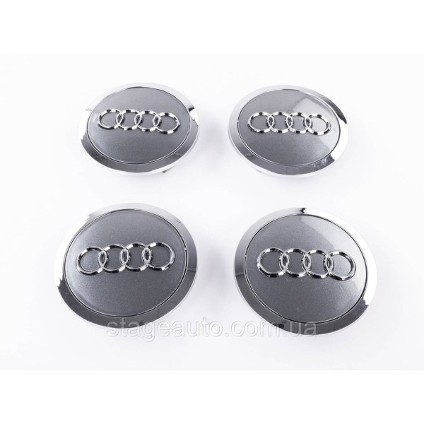 Caps plugs for alloy wheels Audi Audi 69 mm Gray with chrome rim 4B0601170A set