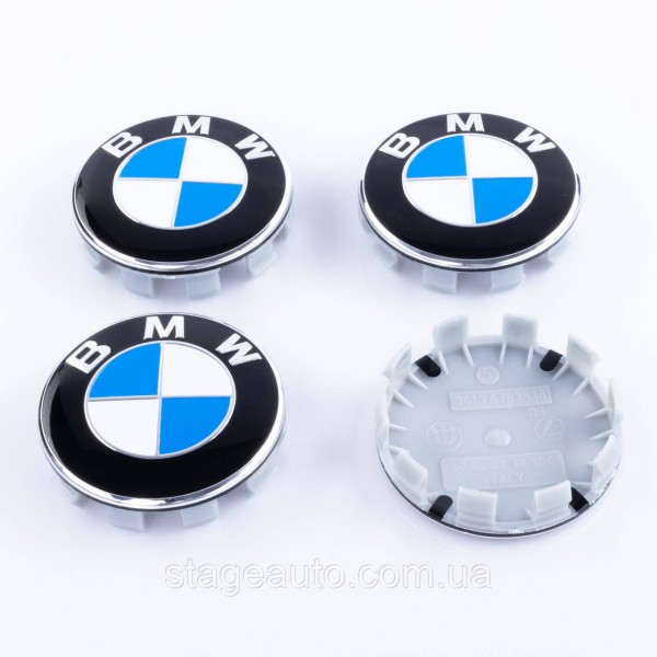 Caps (plugs) for alloy wheels BMW (BMW) 68 mm. Classic white blue (36136783536) set