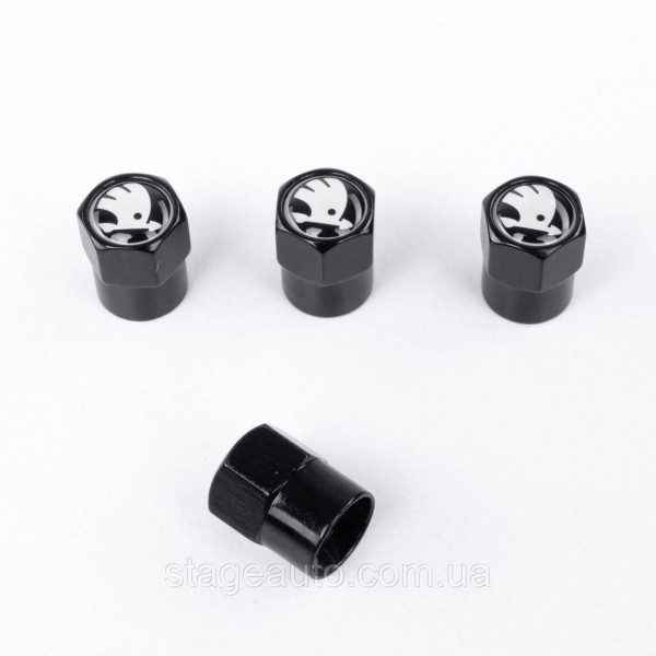 Protective caps for Skoda nipples 4 pcs with logo 4 pcs Black