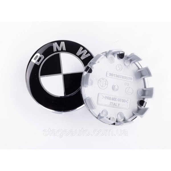Ковпачок (заглушка) в литий диск BMW (БМВ) 68 мм Чорно білий (36136783536)