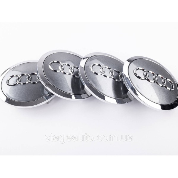 Caps plugs for alloy wheels Audi Audi 69 mm Gray with chrome rim 4B0601170A