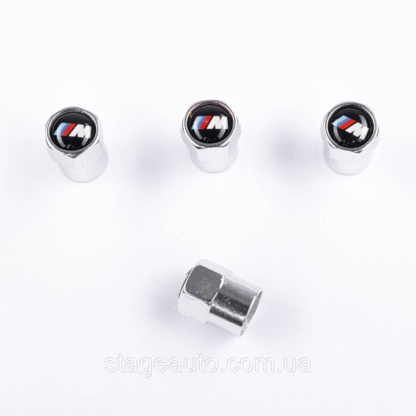 Protective caps for BMW nipples BMW M-style 4 pcs Small logo Chrome