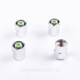 Protective caps for Skoda nipples 4 pcs Classic with logo 4 pcs Chrome