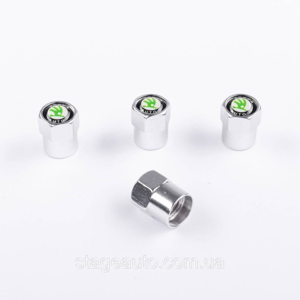 Protective caps for Skoda nipples 4 pcs Classic with logo 4 pcs Chrome