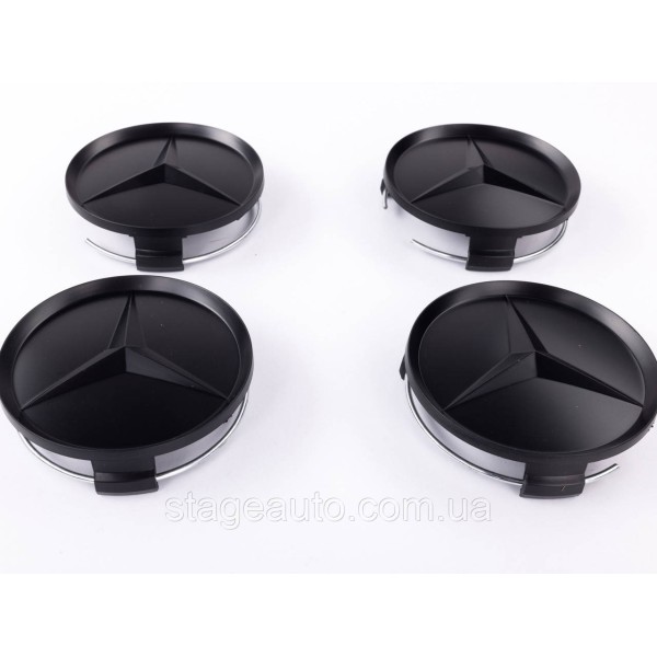 Caps plugs for alloy wheels Mercedes-Benz Mercedes 75 mm OLD Black Matt