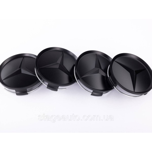 Caps plugs for alloy wheels Mercedes-Benz Mercedes 75 mm OLD Black Matt