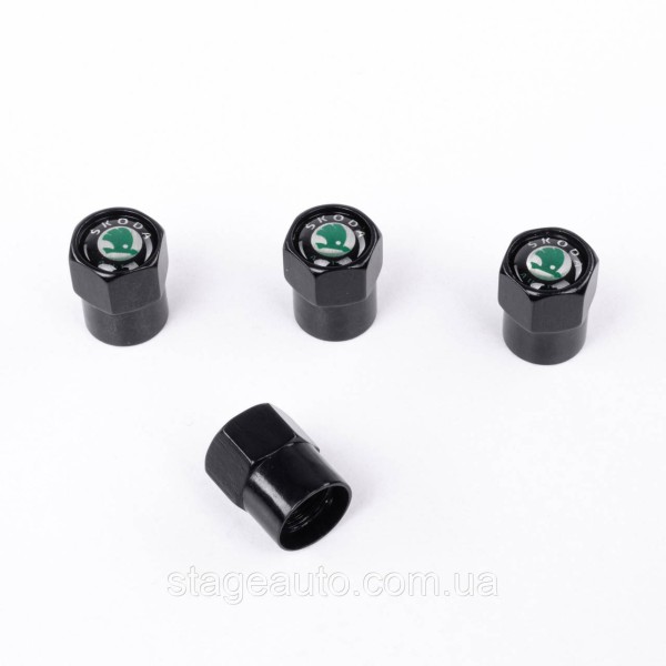 Protective caps for Skoda nipples 4 pcs Classic with logo 4 pcs Black
