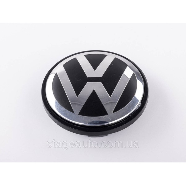 Ковпачок заглушка на литі диски VW Туарег Фольксваген 76 мм чорні, хром лого 7L6601149