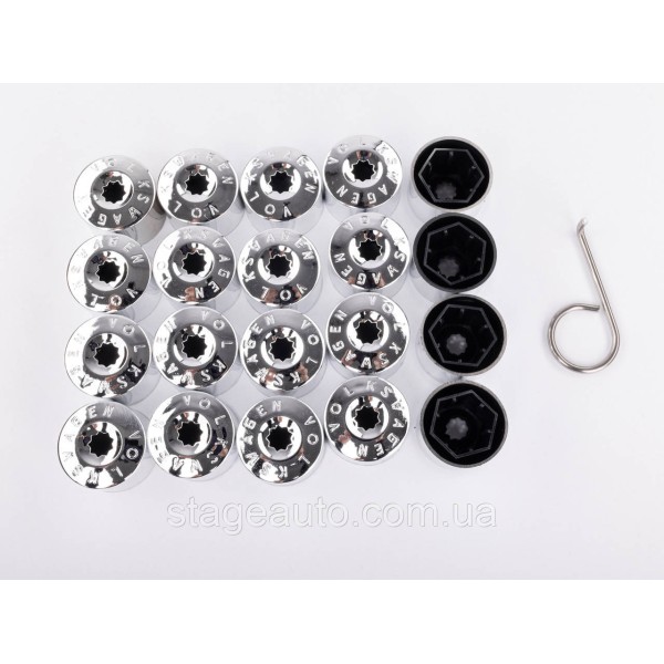 VAG Bolt Caps 17mm 1K0601173A Chrome