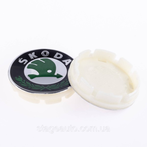 Caps plugs for alloy wheels Skoda Skoda 56 mm Green IZD601151A, 6U0601151L set