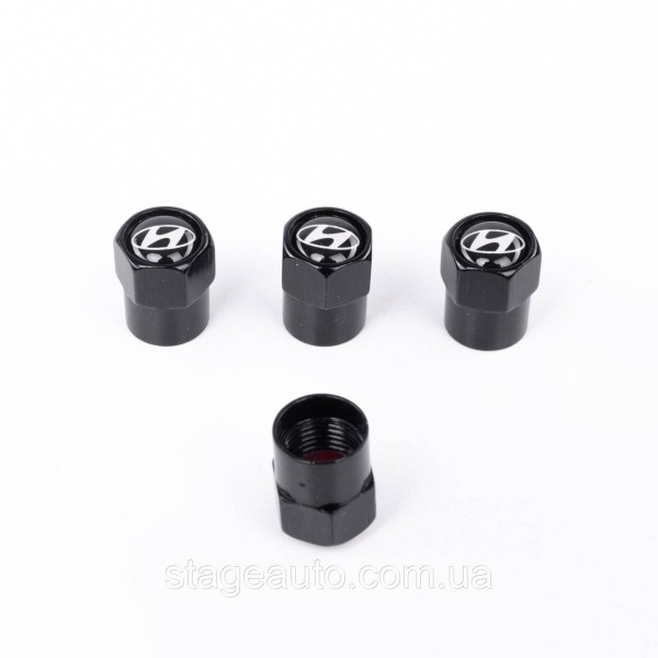 Protective caps for valve stems Hyundai 4 pcs Black