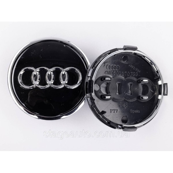 Ковпачок заглушка в литі диски Audi Ауді 61 мм Чорний Хром обідок 8W0601170, 4M0601170
