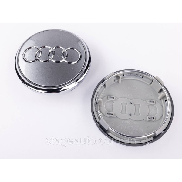 Ковпачок заглушка в литі диски Audi Ауді Q7 77 мм Сірі, хром ободок 4L0601170
