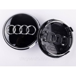 Ковпачок заглушка в литі диски Audi Ауді Q7 77 мм Чорні, хром ободок 4L0601170