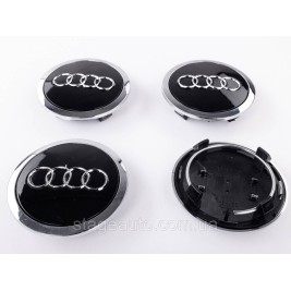 Caps plugs for alloy wheels Audi Audi 69 mm Black with chrome rim 4B0601170A set