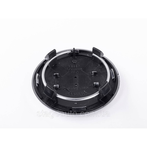 Caps plugs for alloy wheels Audi Audi 69 mm Black with chrome rim 4B0601170A set