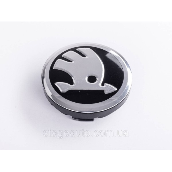 Caps plugs for alloy wheels Skoda Skoda 56 mm black, chrome logo 5JA601151A set
