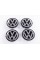 Caps plugs for alloy wheels VW Volkswagen 63 mm black, chrome logo 7D0601165, 7M7601165 set
