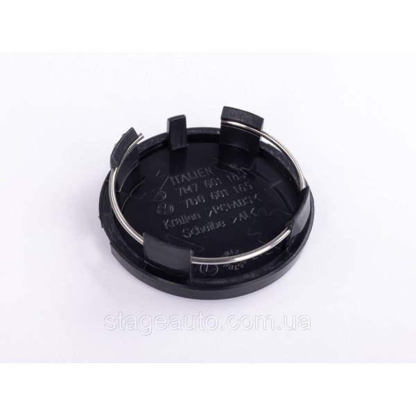 Ковпачок заглушка на литий диск VW Volkswagen 63 мм чорний, хром лого 7D0601165, 7M7601165