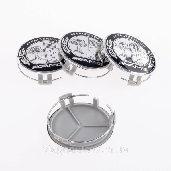Caps plugs for alloy wheels AMG Mercedes Benz Mercedes 75 mm Silver AFFALTERB