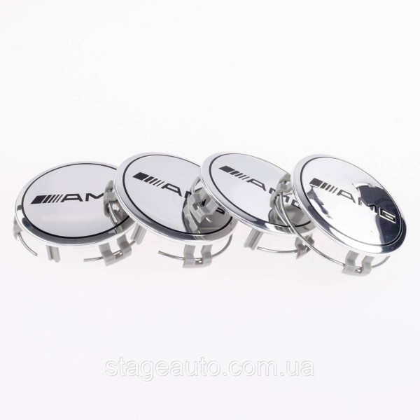Caps plugs for alloy wheels AMG Mercedes Benz Mercedes 75 mm Chromed