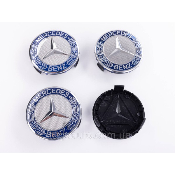 Caps plugs for alloy wheels Mercedes Benz Mercedes 75 mm blue, chrome A1714000025