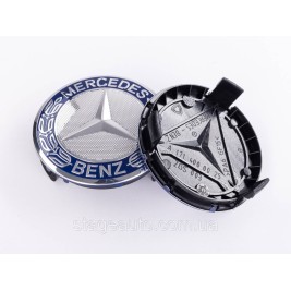 Plug caps in lithium wheels Mercedes Benz Mercedes 75 mm blue, chrome A1714000025