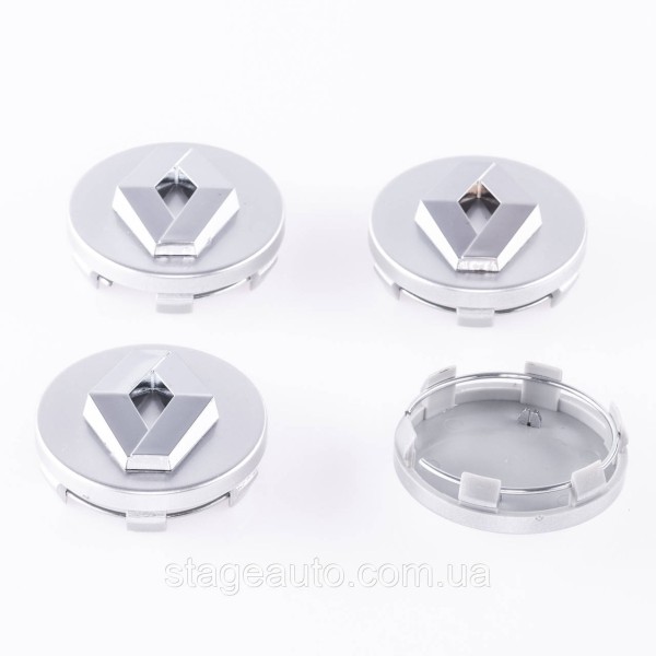 Caps plugs for alloy wheels Renault Renault 60 mm Silver, chrome logo